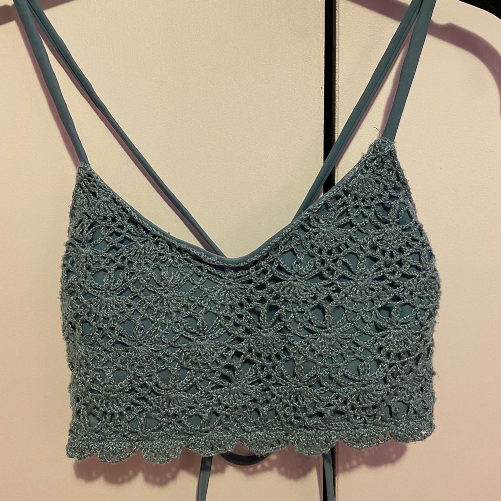 Xhilaration dark turquoise knit bikini top